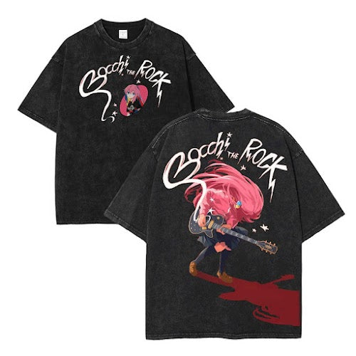 Bocchi The Rock Music Anime Graphic – Washed Tee Cotton Menswear Top  | SEP 54