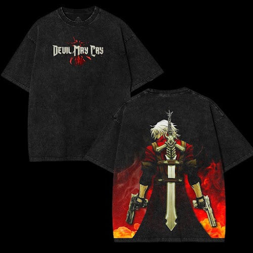 Devil May Cry Dante Son of Sparda Legendary devil hunter – Washed Tee Cotton Menswear Top  | SEP 59