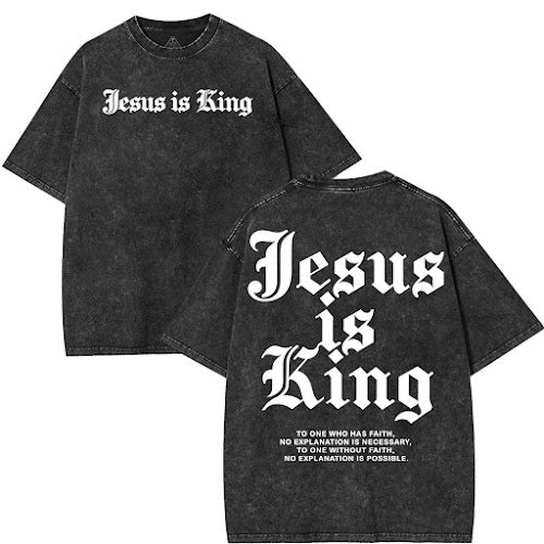 Jesus Is King, Christian Streetwear Shirt,– Washed Tee Cotton Menswear Top  | SEP 65