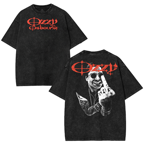 Vintage Ozzy OsBourne Middle Finger – Washed Tee Cotton Menswear Top  | SEP 96