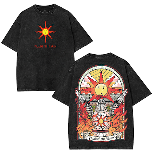 Dark Souls Praise The Sun – Washed Tee Cotton Menswear Top  | SEP 74