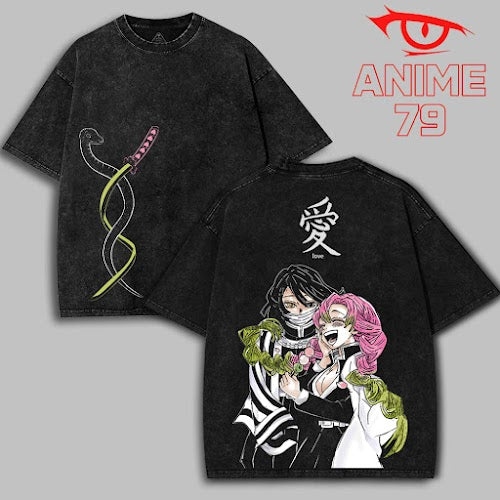 Obanai x Mitsuri Love Hashira Demon Slayer – Washed Tee Cotton Menswear Top  | SEP 67