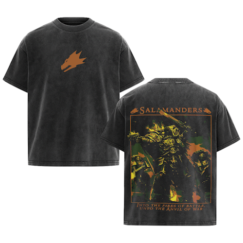 Warhammer 40K Salamander Space Marine – Washed Tee Cotton Menswear Top  | SEP 90