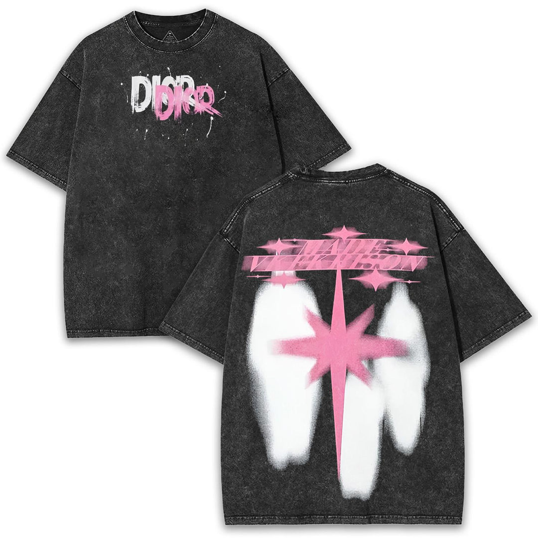 Washed Vintage Streetwear Pink and Black Graphic