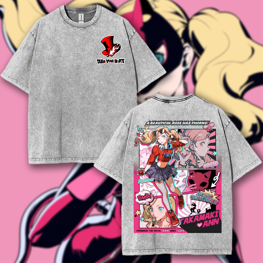 Panther Persona 5 Royal Unisex Double Printed Washed T- SHIRT