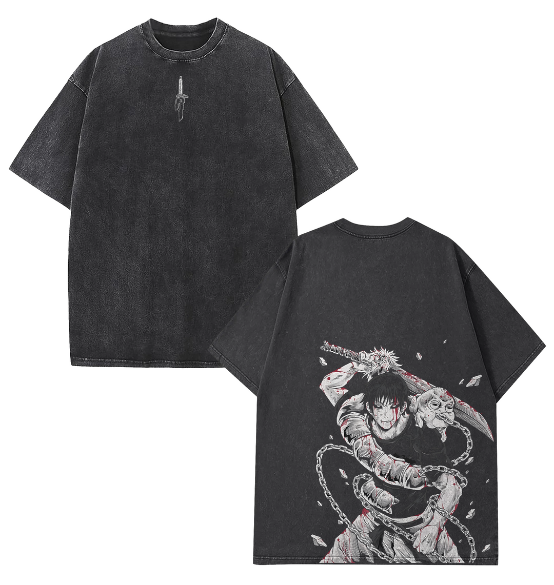 Men's Anime Gym Pump Cover Tee | Vintage Washed Manga Graphic T-Shirt, Anime Gift