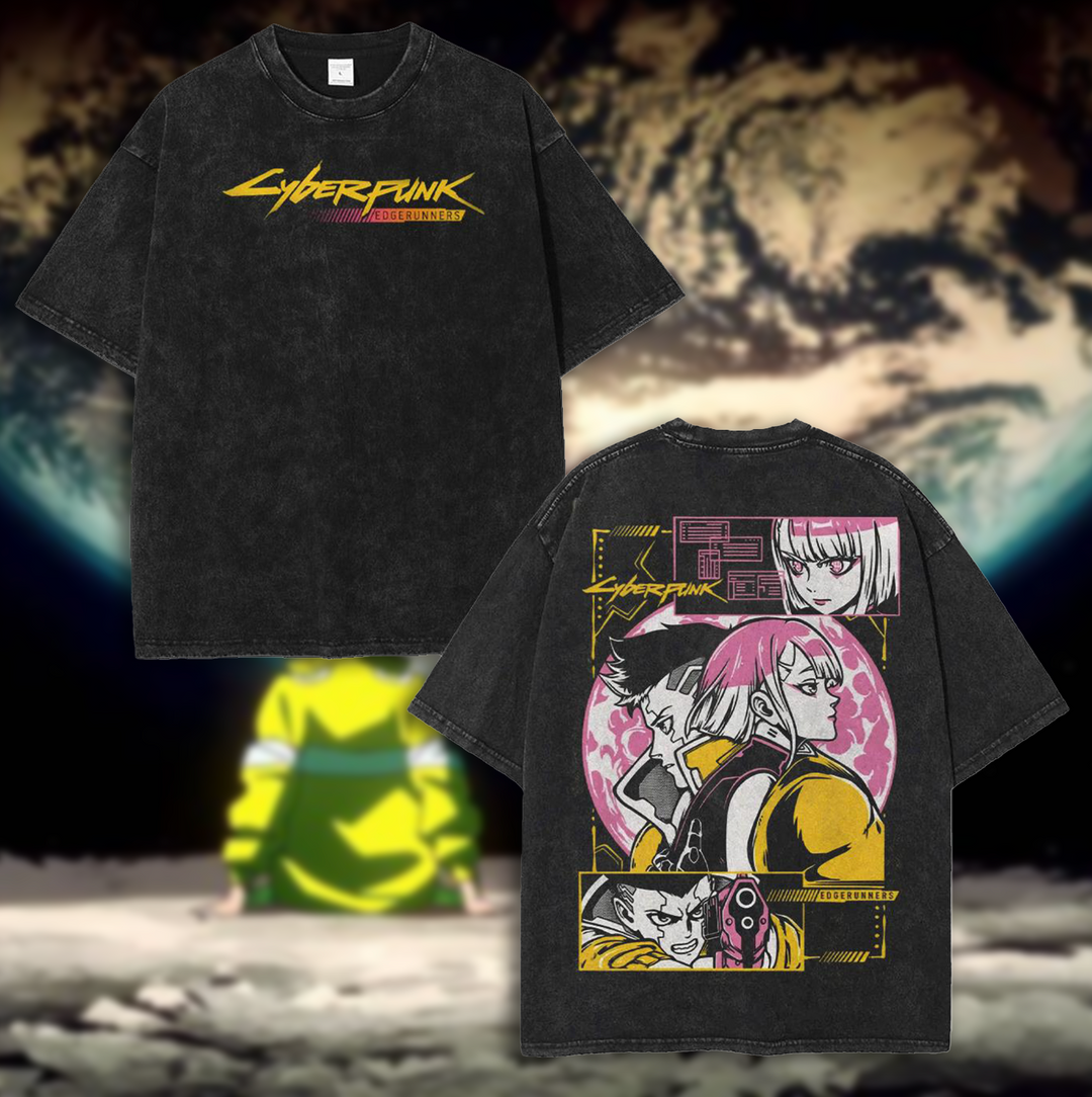 EdgeRunner - Cyberpunk 2077 Double Printed Washed T-shirt