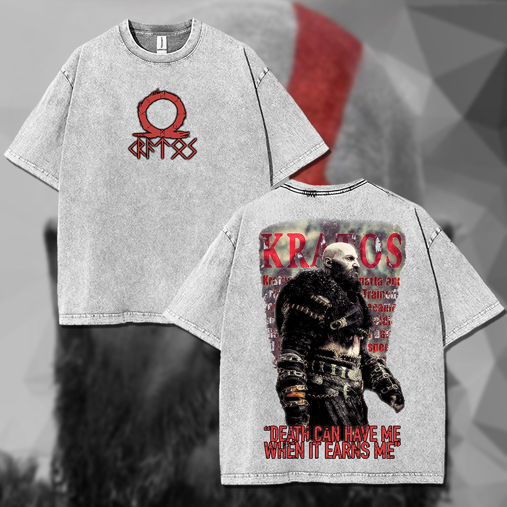 God Of War Kratos Death Cannot Have Me  Washed T-Shirt