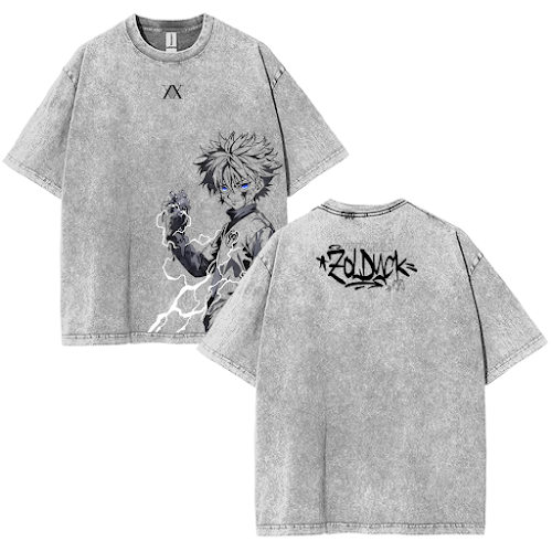 Kilua Hunter X Hunter Anime Double Printed Vintage – Washed Tee Cotton Menswear Top  | SEP 63