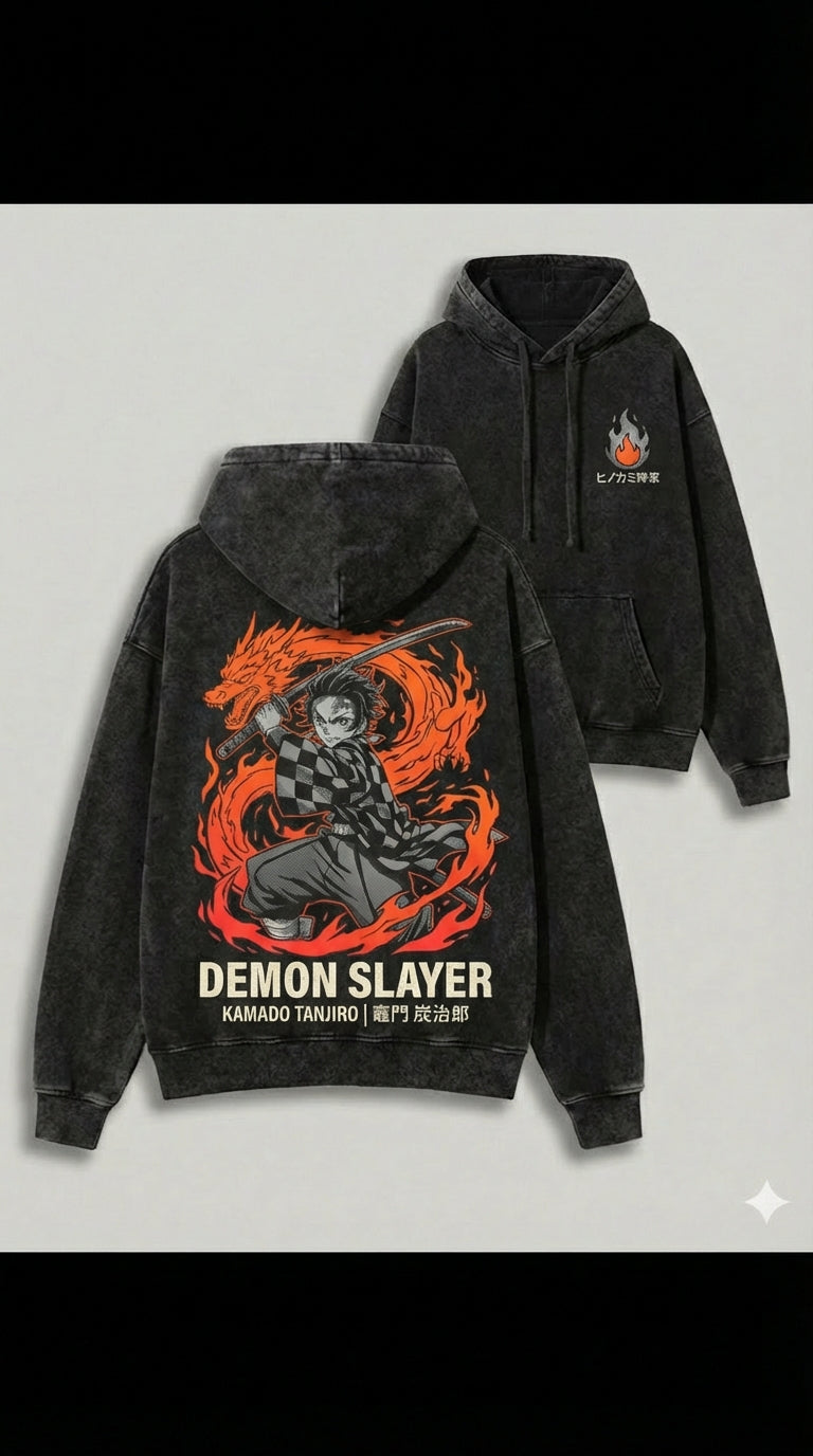 Tanjiro Flame Dragon – Demon Slayer Anime Apparel | T-Shirt & Hoodie