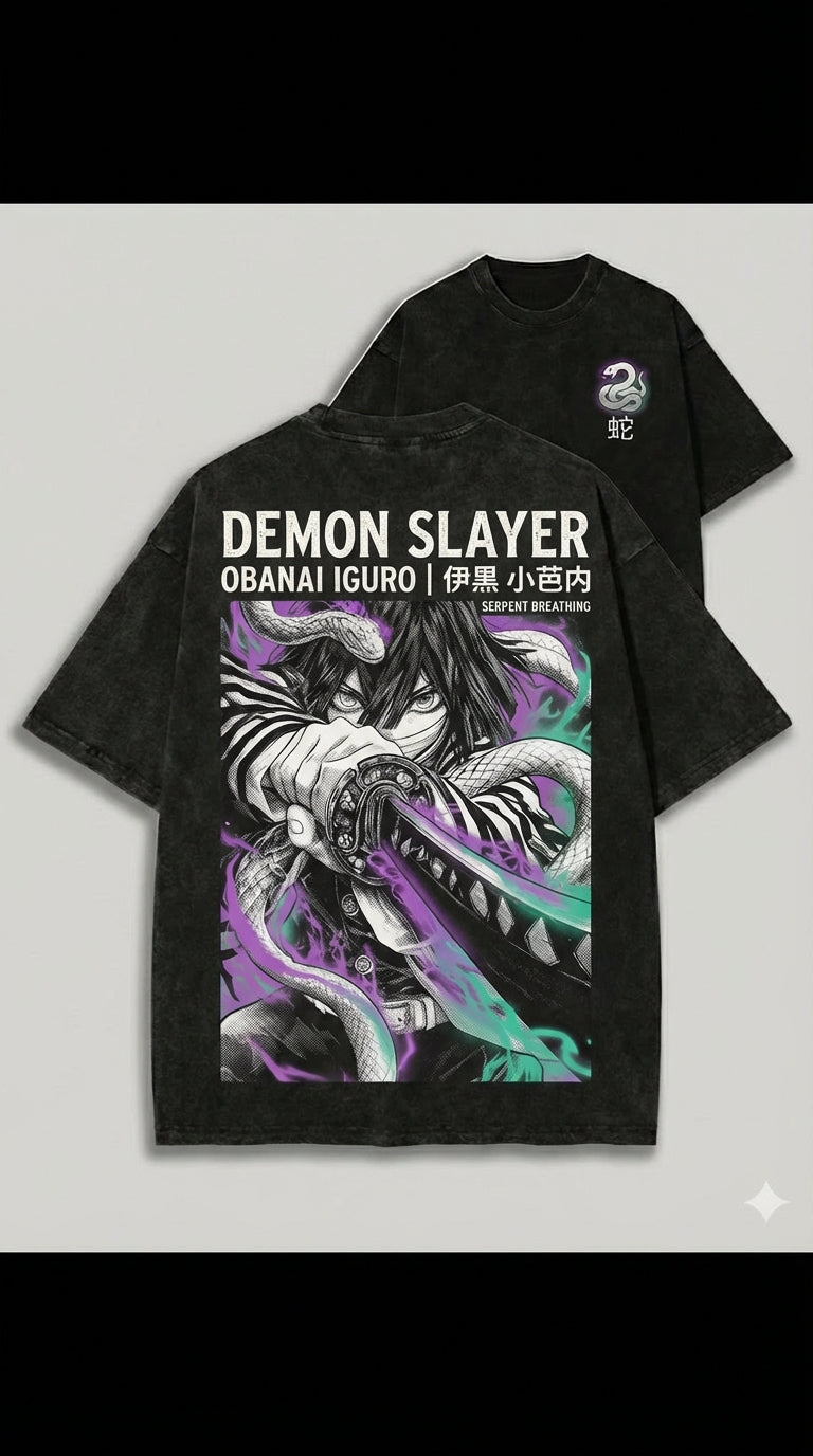 Demon Slayer Obanai Iguro Serpent Breathing Cinematic Apparel | T-Shirt & Hoodie