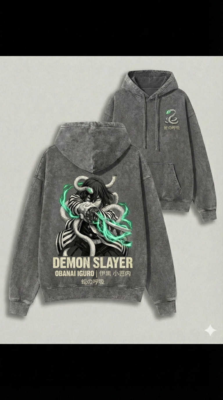 Demon Slayer Obanai Iguro Serpent Breathing Vintage Apparel | T-Shirt & Hoodie