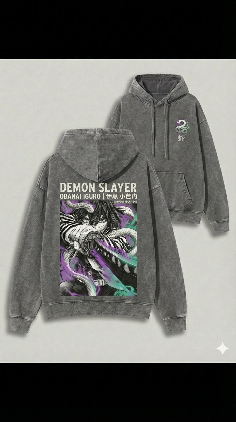 Demon Slayer Obanai Iguro Serpent Breathing Cinematic Apparel | T-Shirt & Hoodie
