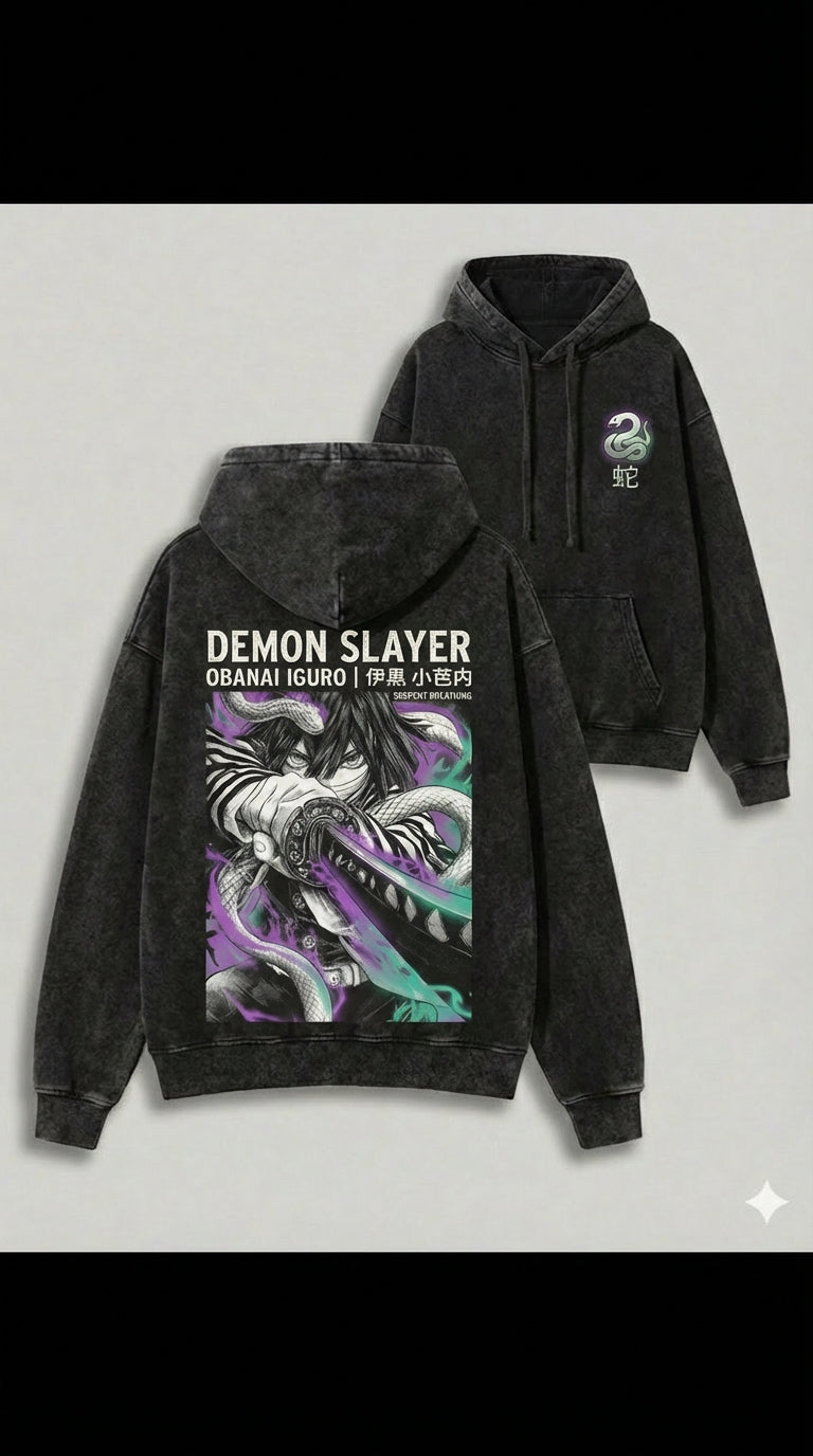 Demon Slayer Obanai Iguro Serpent Breathing Cinematic Apparel | T-Shirt & Hoodie
