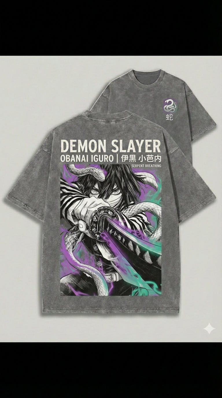 Demon Slayer Obanai Iguro Serpent Breathing Cinematic Apparel | T-Shirt & Hoodie