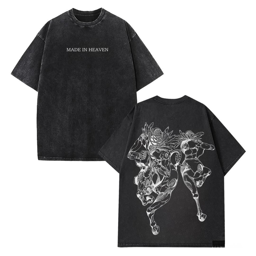 JoJo's Bizarre Adventure Made in Heaven Graphic Tee Final Stand Power Shirt Retro Anime