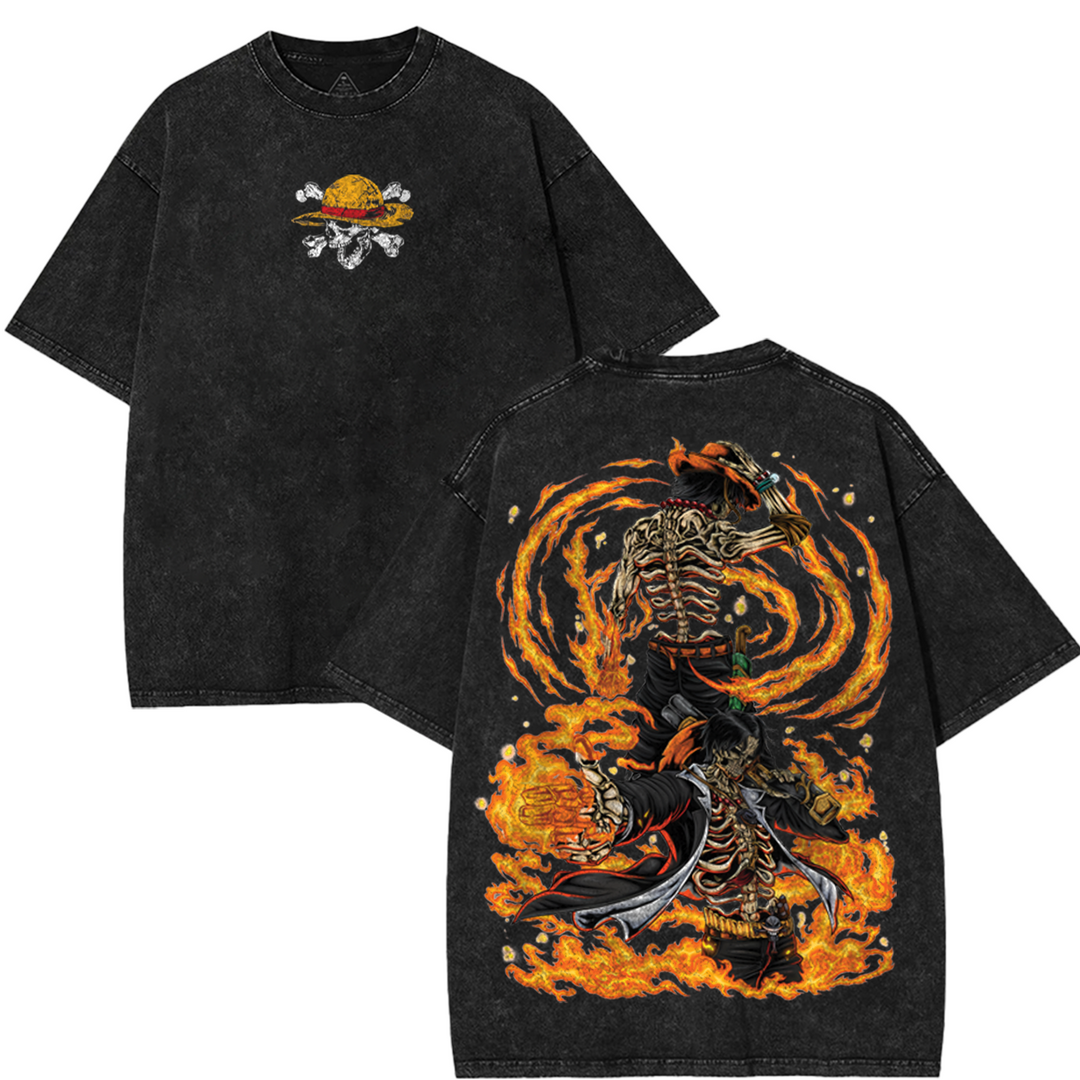 | 'TTT' Retro Heavy Portgas D. Ace x One Piece Anime Double Printed Vintage Tee AOP1