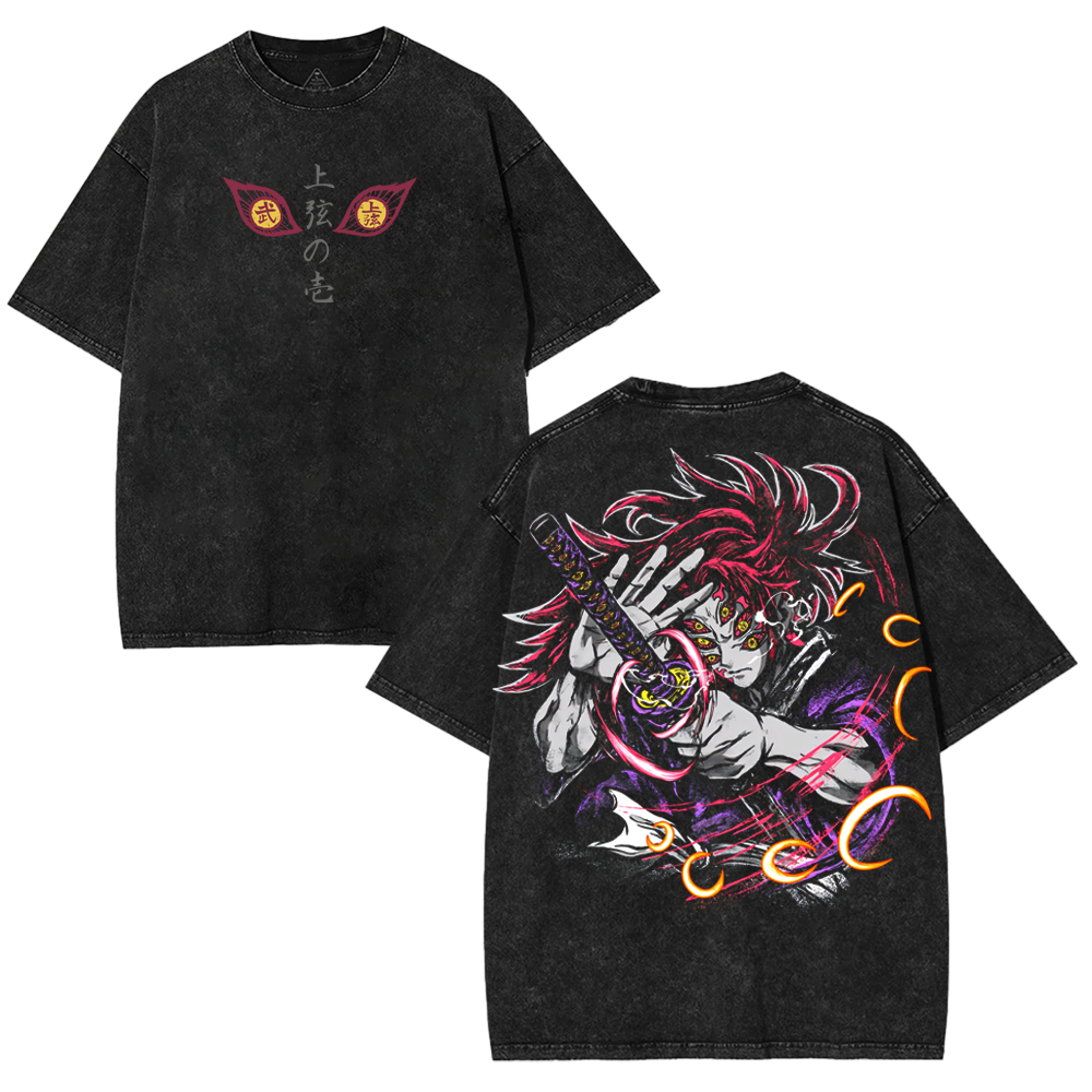 Kokushibo Upper  Demon Slayer Kimetsu– Washed Tee Cotton Menswear Top  | SEP 38