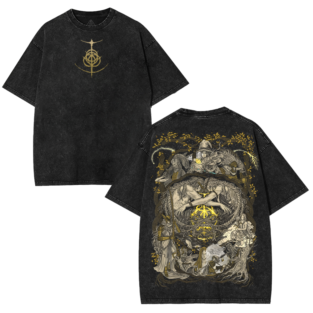 Elden Ring Shadow Of The Erdtree Unisex Acid Washed Lightweight Cotton T-Shirt [TPR]