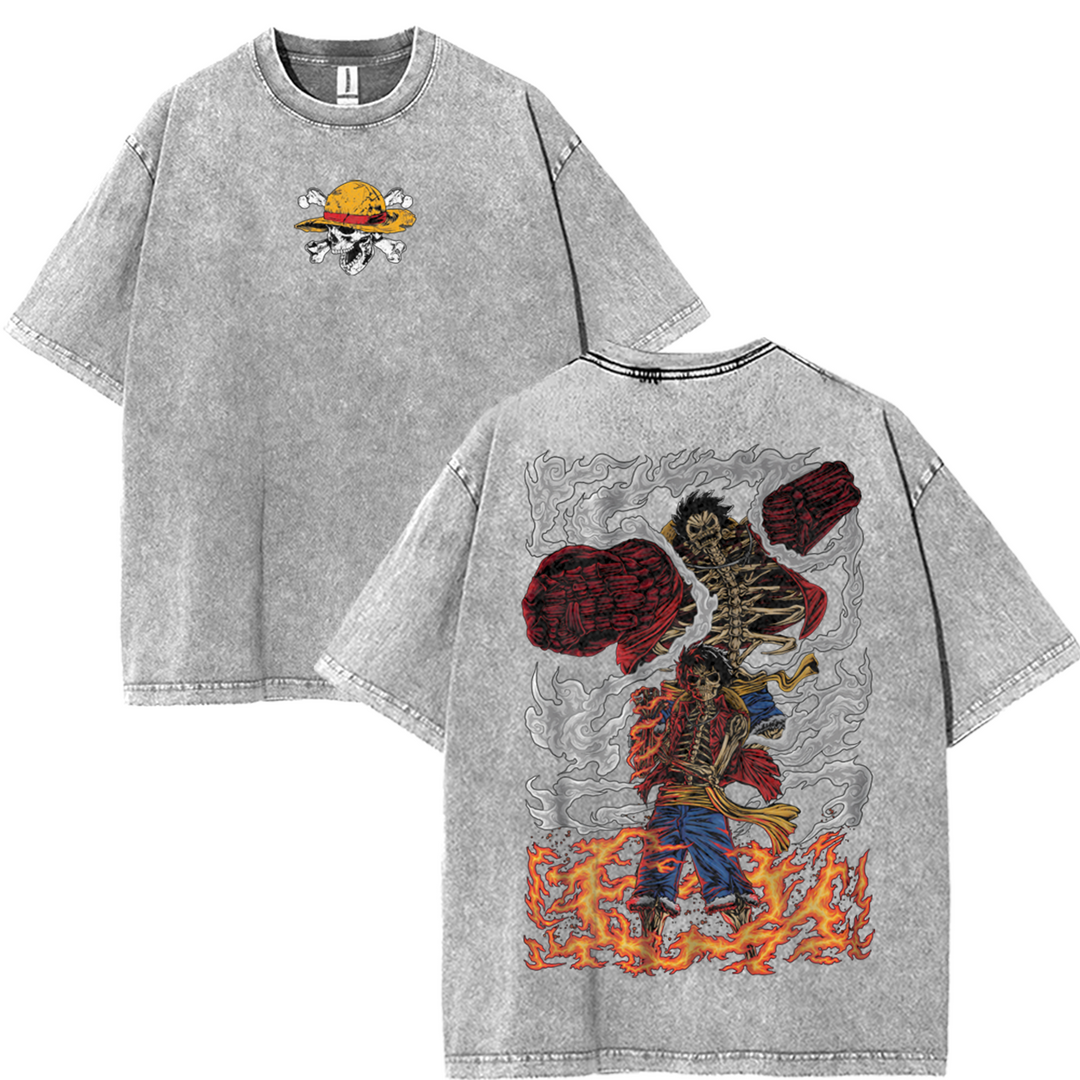 'TTT' Retro Heavy Monkey D. Luffy x One Piece Anime Double Printed Vintage Tee DLF1