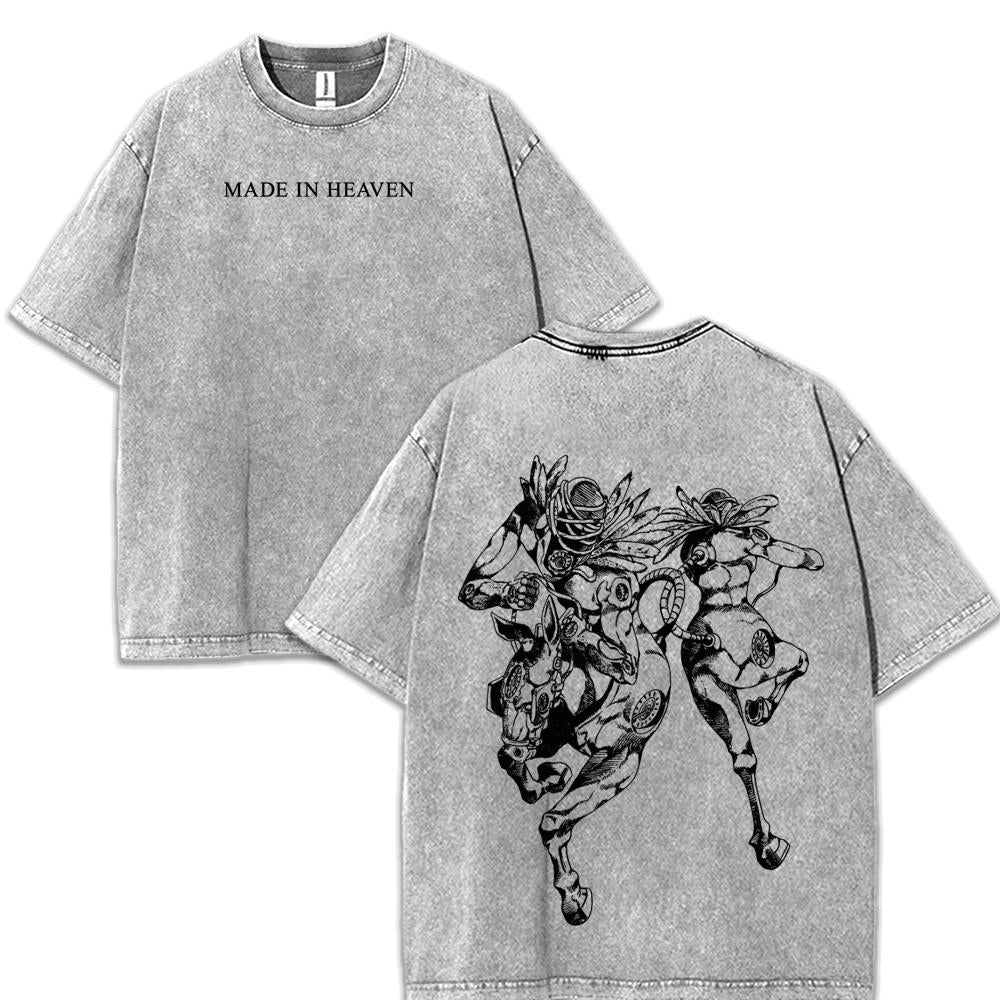 JoJo's Bizarre Adventure Made in Heaven Graphic Tee Final Stand Power Shirt Retro Anime