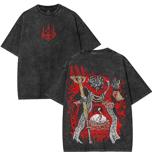 Elden Ring Mohg Lord of Blood Unisex Acid Washed Lightweight Cotton T-Shirt [TPR]