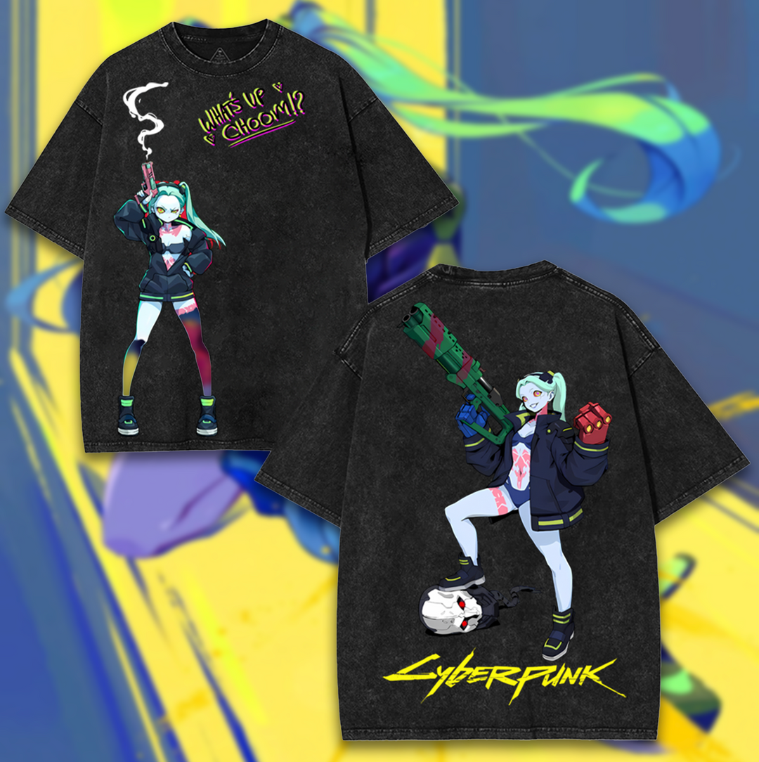 Rebecca - Cyberpunk EdgeRunner Oversized Unisex Washed T-shirt