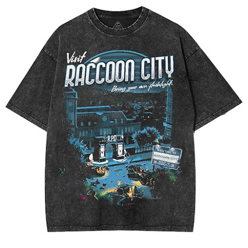 Vintage Visit Raccoon City Double Printed Unisex Lightweight Cotton T-Shirt [TPR]