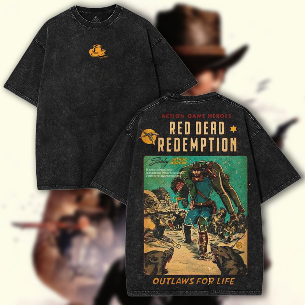 Arthur Morgan Outlaw For Life Vintage Oversized Washed Tshirt