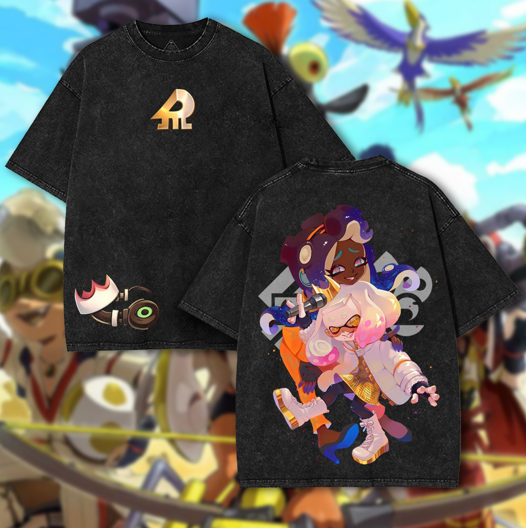 Pearl Houzuki and Marina Ida - Splatoon 2 Game Washed T-Shirt