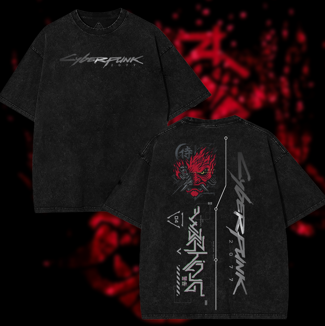 CyberPunk 2077 Samurai Acid Washed T-shirt