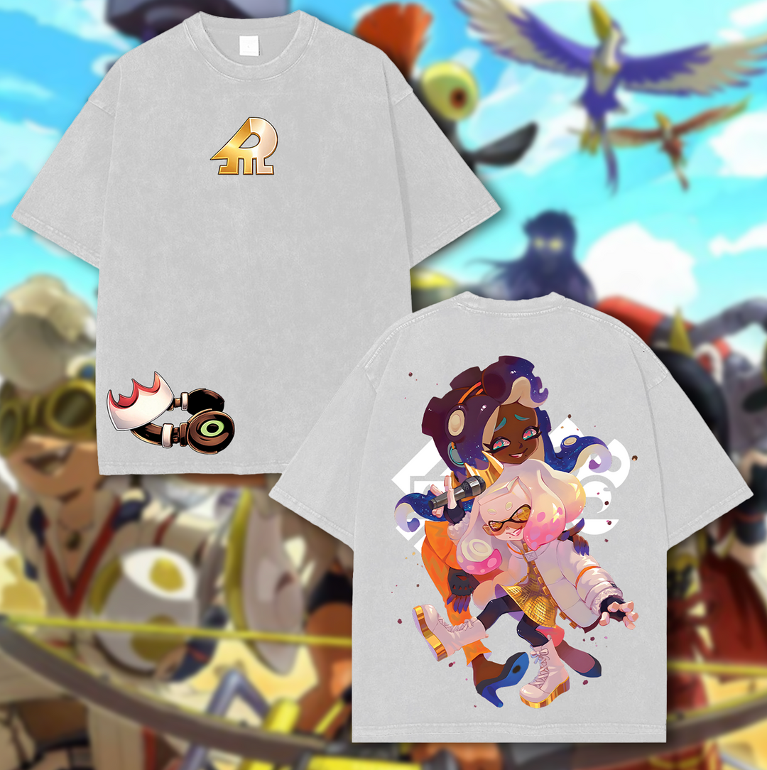 Pearl Houzuki and Marina Ida - Splatoon 2 Game Washed T-Shirt