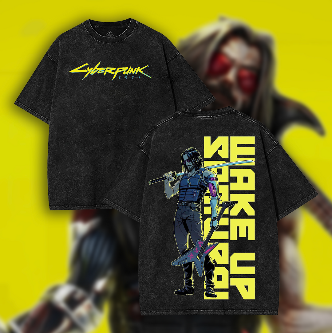 CyberPunk 2077 Johnny Silverhand Acid Washed T-shirt