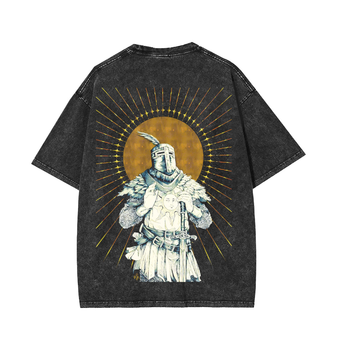 "PRAISE THE SUN" DARK SOULS Men's Washed Short Sleeved Tee