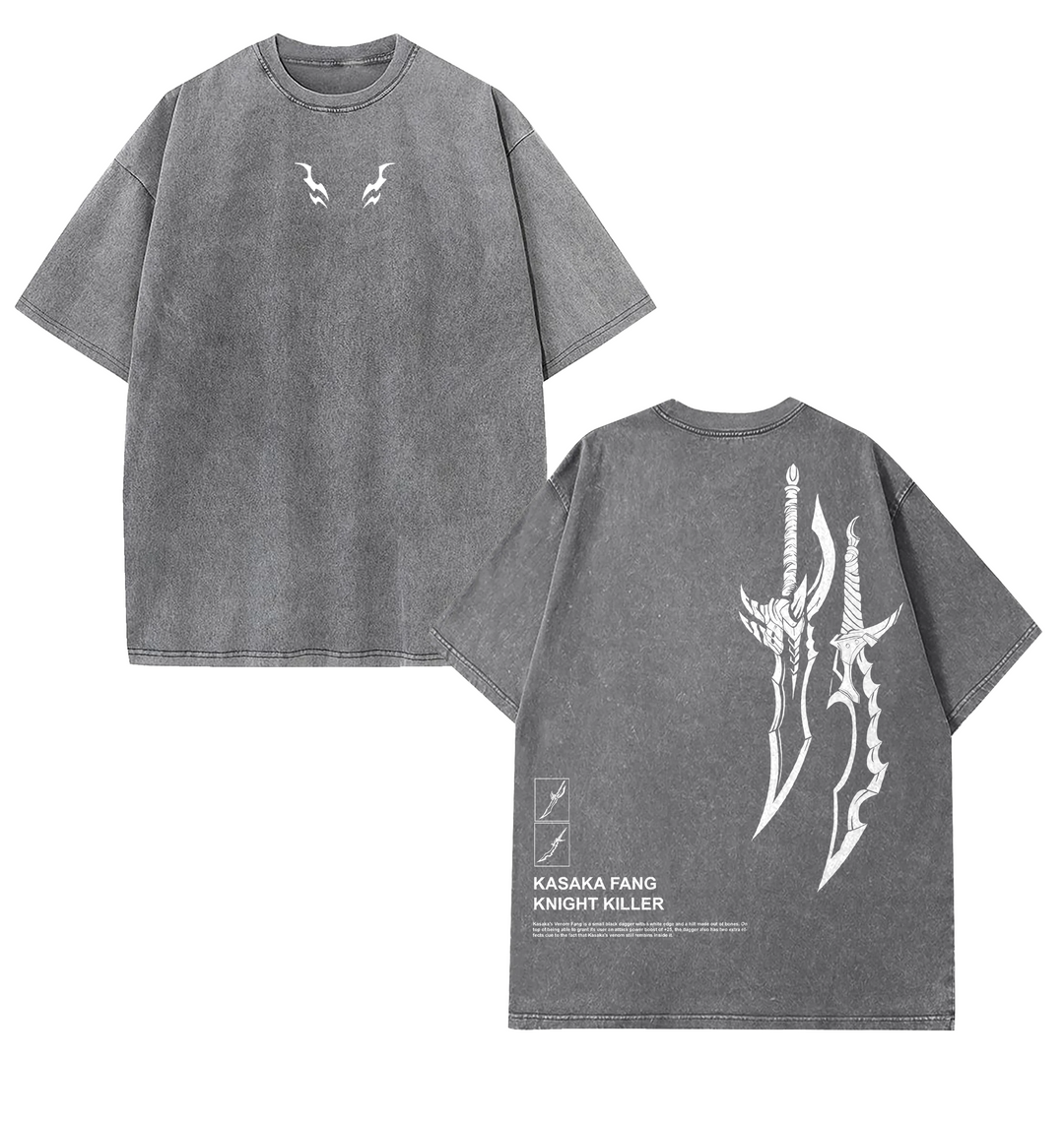 Retro Limited Hunter Sung Jin Woo Sword Solo Leveling Vintage Oversized Washed Tee Unisex Oversize Manga Washed Cotton T-shirt anime Menswear Top