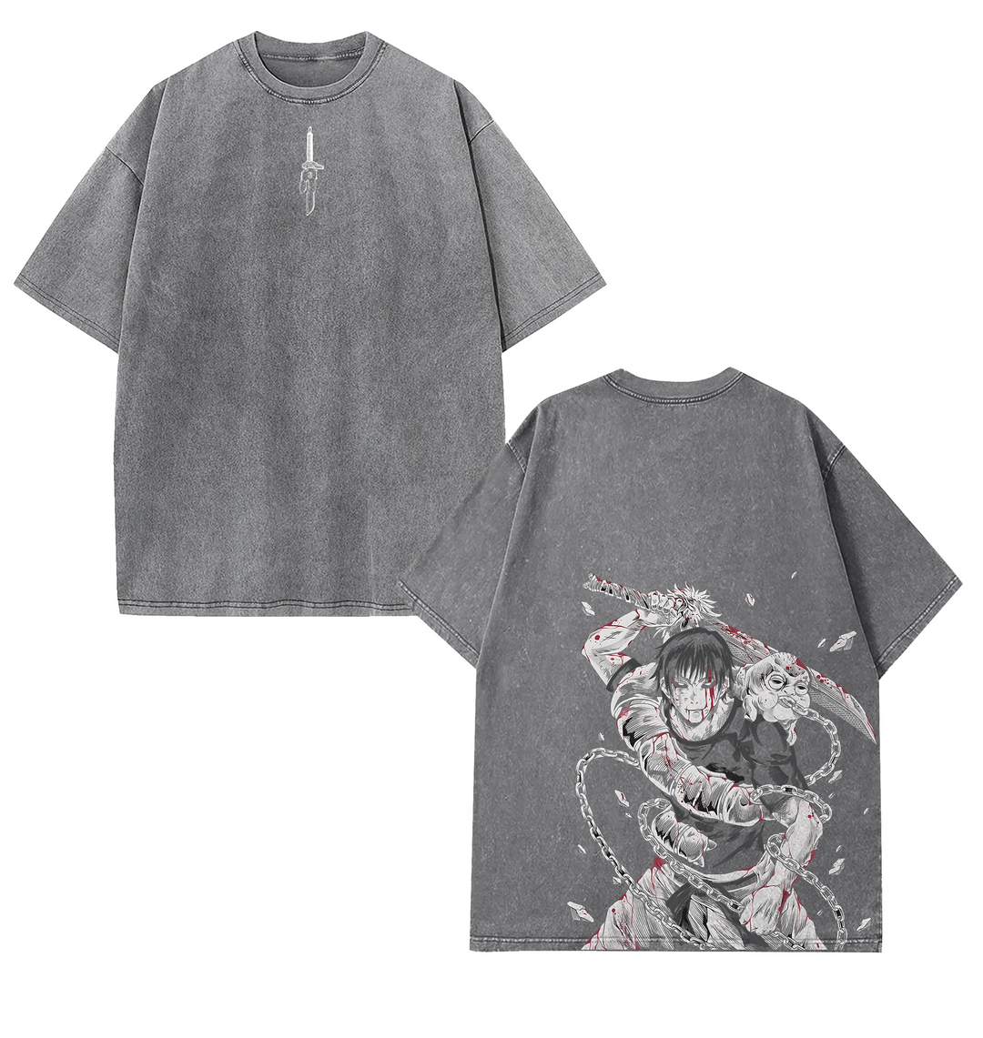Men's Anime Gym Pump Cover Tee | Vintage Washed Manga Graphic T-Shirt, Anime Gift