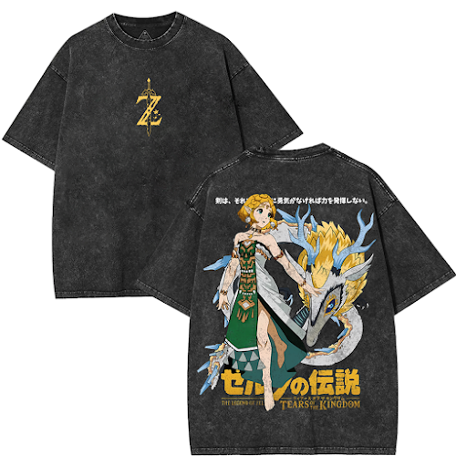 Legend of Zelda Double Printed Unisex Acid Washed Lightweight Cotton T-Shirt [TPR]