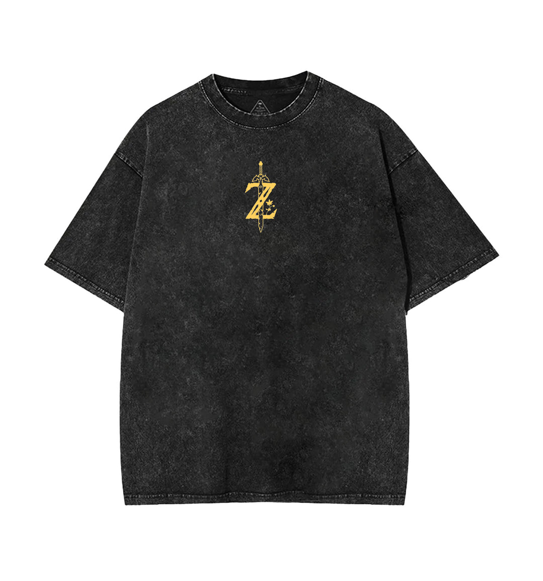 Legend of Zelda Double Printed Unisex Acid Washed Lightweight Cotton T-Shirt [TPR]