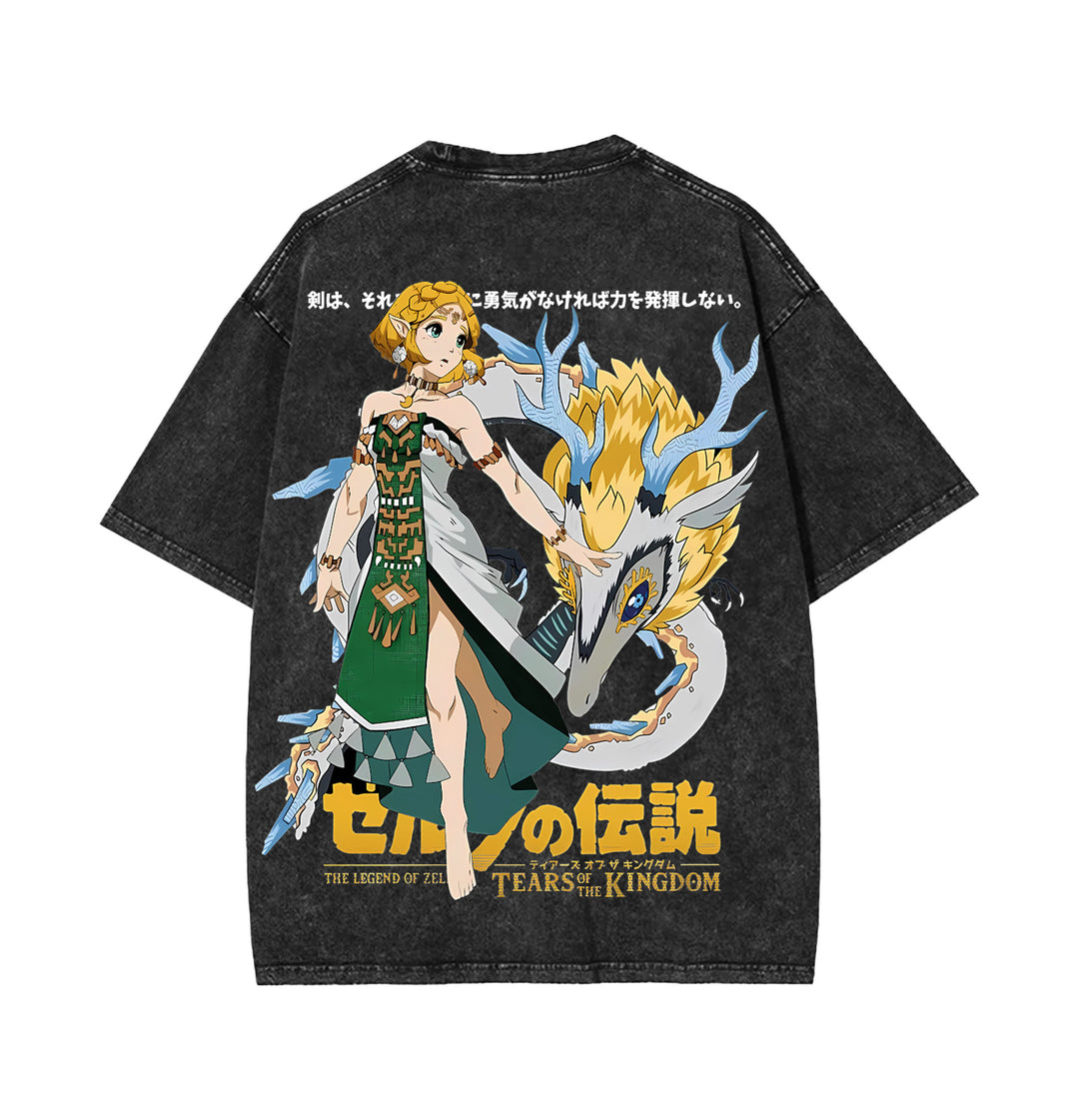 Legend of Zelda Double Printed Unisex Acid Washed Lightweight Cotton T-Shirt [TPR]
